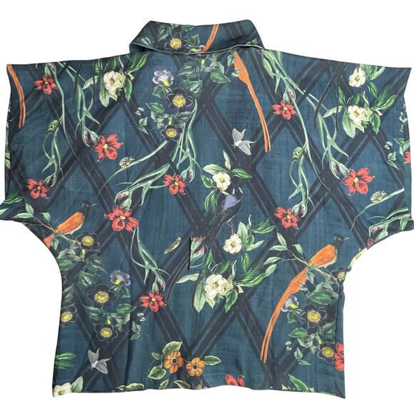 Anthropologie PatBo Kimono Sleeve Jacket size 12 Dark green botanical print - Picture 3 of 10